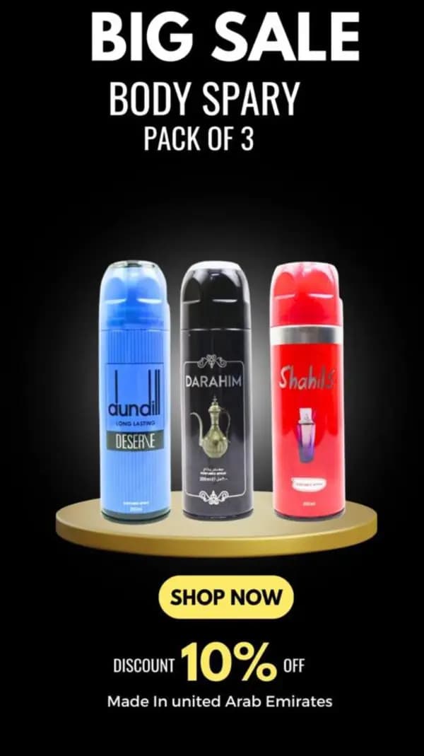 Long Lasting Unisex Body Spray, Pack Of 3